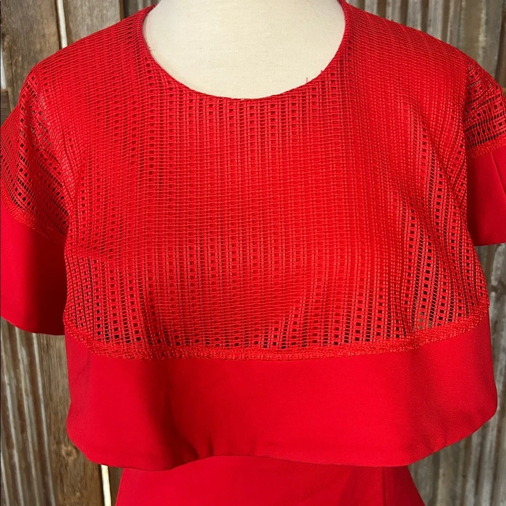 Gracia Vibrant Red Top with Cape Detail - Picture 2 of 9